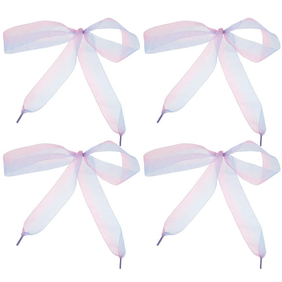 OUNONA 4Pcs Multicolor Gradient Wide Flat Organza Shoe Laces for Casual Athletic Sneakers and Sports Shoes