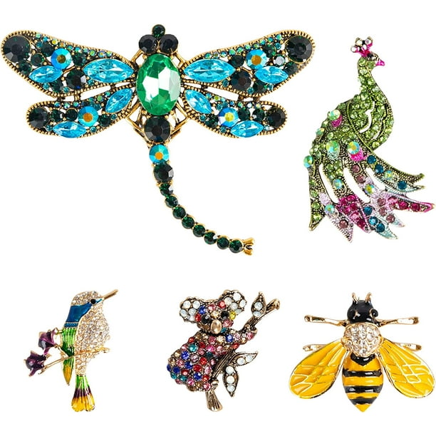 Brooch Pins Vintage Rhinestone Pins and Brooches for Women, 5 Pcs