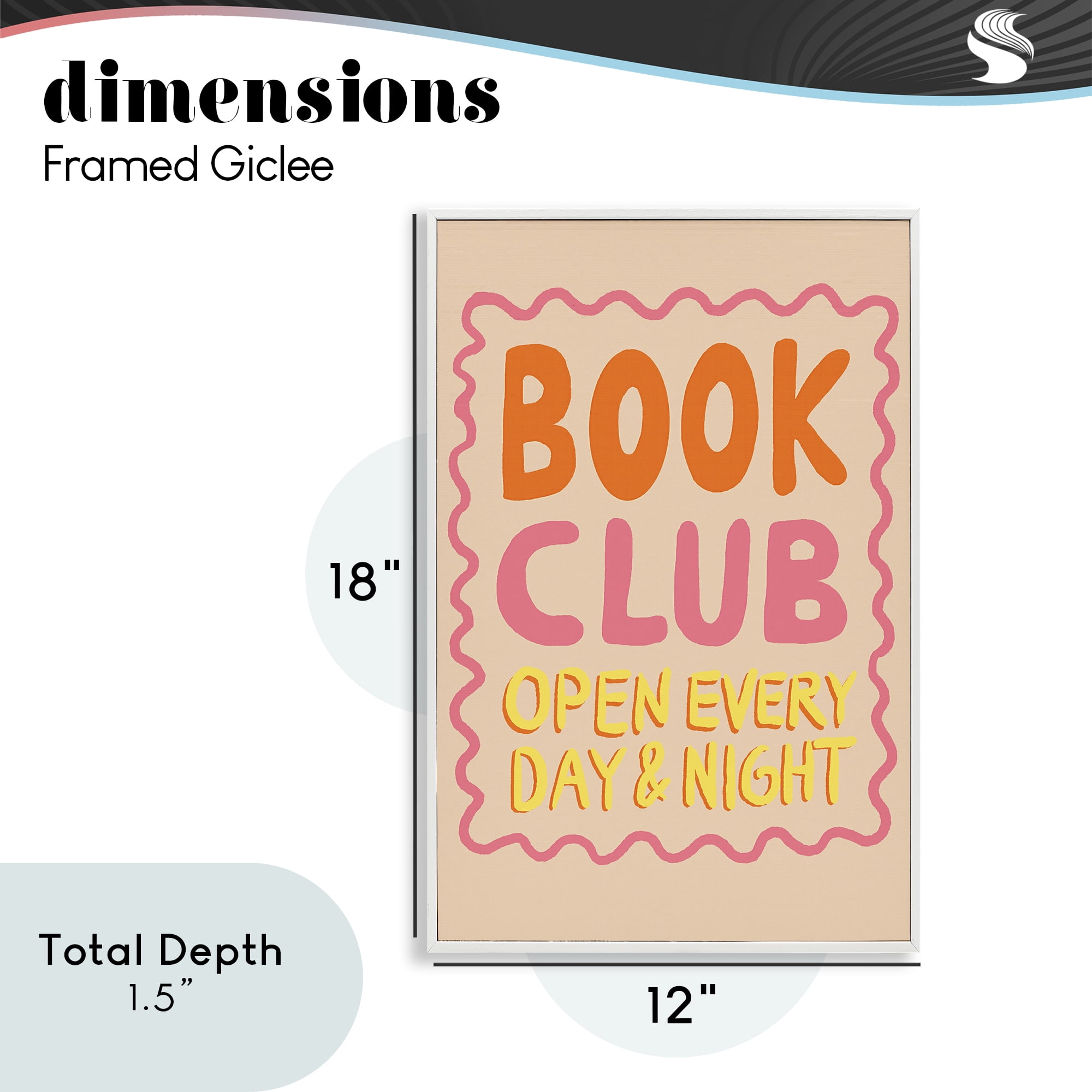 Book Club Day & Night White Framed Giclee Art, design by Florentina Dolci