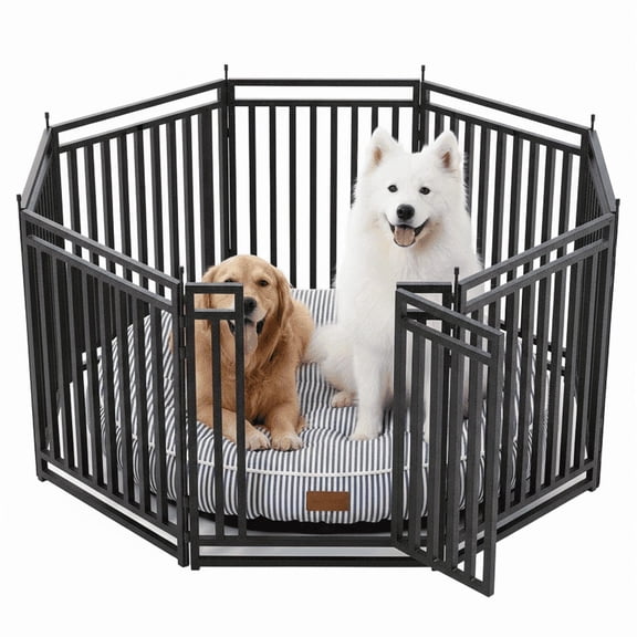 SPZONE 40" Portable Metal Dog Pen, 8 Panels for Outdoor Yard or RV Camping, Black/Silver