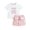 Pink, variant on KYAIGUO Baby Toddler Girls 2 Piece Summer Outfits Short Sleeve T-Shirt Tops Plaid Mini Skirt Set for 18M-6T