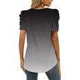 thumbnail image 3 of Womens Casual Gradient Printing Tops V Neck Short Sleeve Ruched T Shirts Top Tee Curved Hem Top Teen T Shirt Apparel T Womens Athletic Tee Shirts Womens Short Sleeve Spandex Long Sleeve Women Active, 3 of 5