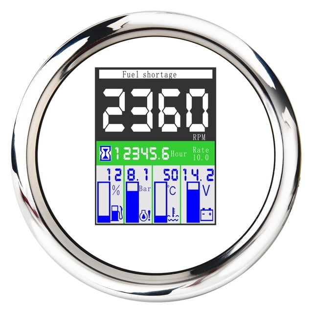 85mm TFT Screen Multi-Functional Gauge Digital Meter GPS Speedometer Water Temp Fuel Level Sensor Oil Pressure 0-10Bar Alarm