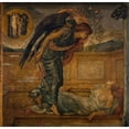 thumbnail image 2 of Sir Edward Coley Burne-Jones 12x12 Black Ornate Wood Framed Double Matted Museum Art Print Titled: Cupid Finding Psyche Asleep by a Fountain (1881), 2 of 5