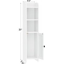 Small Bathroom Storage Corner Cabinet with Door and Shelves, White, 7.9" D x 7.1" W x 31" H