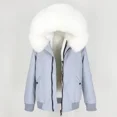 thumbnail image 3 of Parkas de invierno de alta gama de nuevo diseño para mujer, prendas de vestir exteriores de diseño corto informal, chaquetas de plumón con capucha y gran decoración de piel, 3 of 5