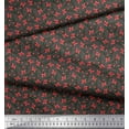 thumbnail image 3 of Soimoi Gray Cotton Duck Fabric Leaves & Bunchberry Floral Fabric Prints By Yard 44 Inch Wide, 3 of 3