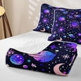 thumbnail image 4 of jejeloiu Mystical Celestial Bed Spread Queen For Men Women,Dreamy Moon Print Queen Coverlet Set,Purple Blue Black,3 Pieces, 4 of 7
