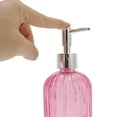 thumbnail image 3 of Unique Bargains 1 Pc Durable Vertical Stripes Soap Dispenser 13.53oz Pink Silver Tone, 3 of 6