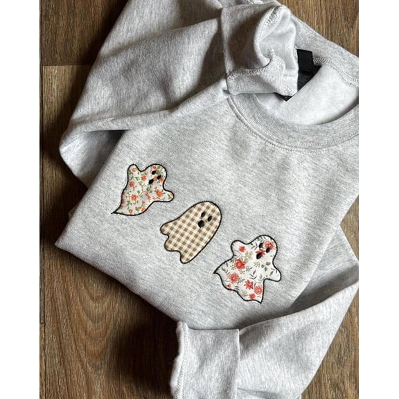 Three Little Ghosts Embroidered, Sweatshirt
