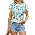 thumbnail image 5 of SWQZVT Shirts for Women Summer Short Sleeve Tunic Tops Casual Crew Neck Loose Fit Blouses Dressy Tops, 5 of 6