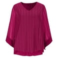 thumbnail image 5 of Nfurl Womens Ruffle 3/4 Sleeve Sparkly Blouses Trendy V Neck Glitter Sequin Tops Elegant Mesh Layered Top Dressy Evening Wedding Club Clothes Pink XXL, 5 of 7