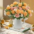thumbnail image 2 of SLYNSHome Rose Artificial Flowers Bouquet Yellow Fake Silk Flowers for Home Decor Faux Floral Arrangements Dining Table for Bridal Wedding Party Decor, 2 of 7