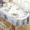 thumbnail image 3 of Oval Lavender Floral Tablecloth, 60x84Inch, Watercolor Floral, Waterproof Wrinkle Resistant, Spring/Summer Decor for Kitchen & Dining Room, 3 of 6