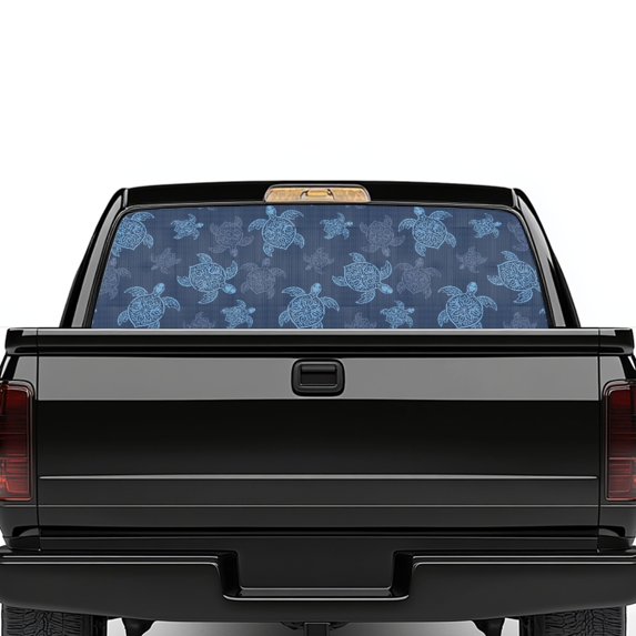 CHAQLIN Turtle Truck Rear Window Decal, Washable Back Window Decals Easy to Install See Through Pickup Car Window Stickers for, 66.9 x 22.4 Inch