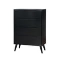 thumbnail image 2 of Benzara 4 Drawer Wooden Chest With Round Tapered Legs, Black, 2 of 5