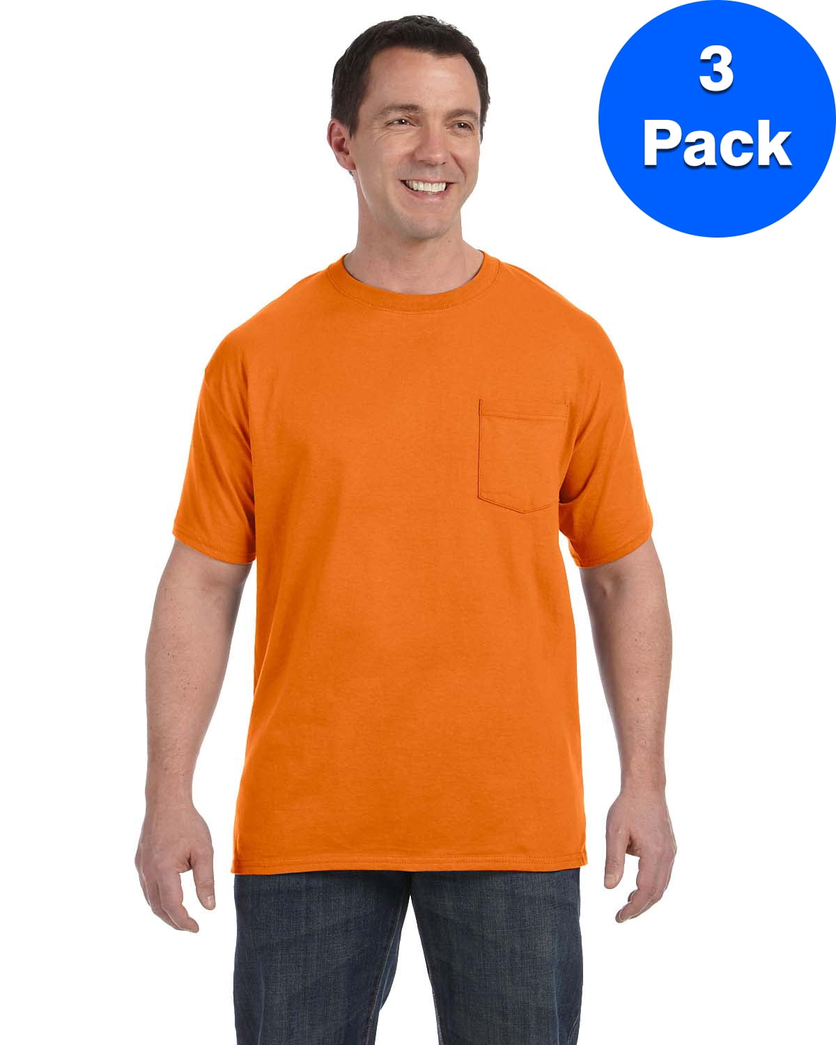 Mens 6.1 oz. Tagless ComfortSoft Pocket T-Shirt H5590 (3 PACK) - Walmart.com