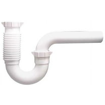 ZoroSelect 1-1/2 " Dia., Polypropylene, White/Plastic Finish, Lavatory/Kitchen Flexible, P-Trap
