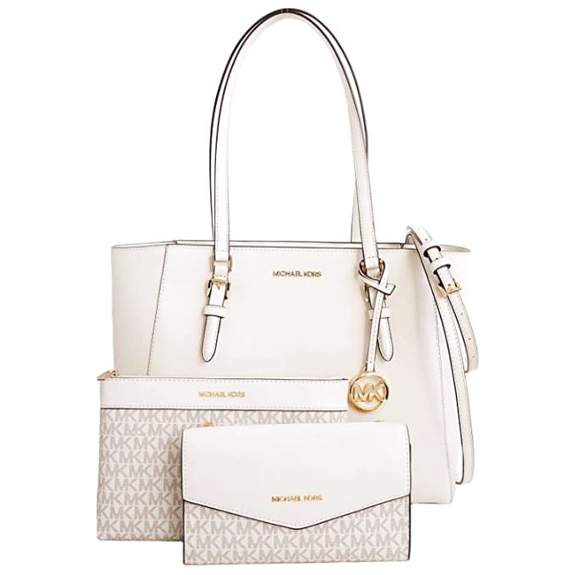 Coach Leather Bag - Mollie Tote 25, Signature Canvas in Chalk 