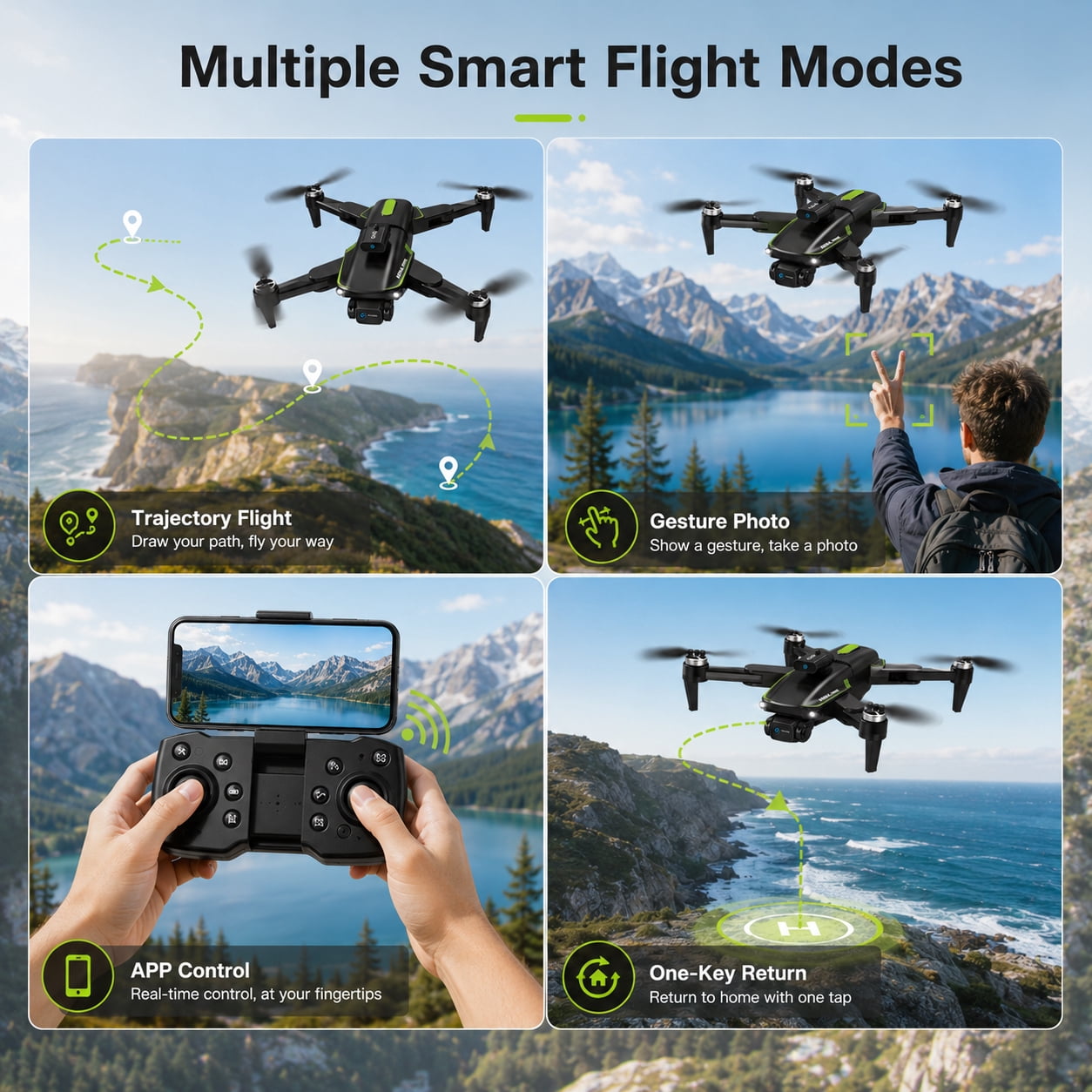 VILINICE 1080P Drone with Cameras for Adults, Foldable FPV Quadcopter with Brushless Motor, Obstacle Avoidance, Gesture & Trajectory Control, Headless Mode, Video HD Dual-Camera Drones for Beginners