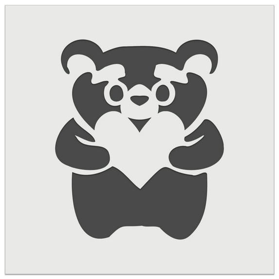 Cautious Bear with Heart in Hands DIY Cookie Wall Craft Stencil - 7.0 Inch