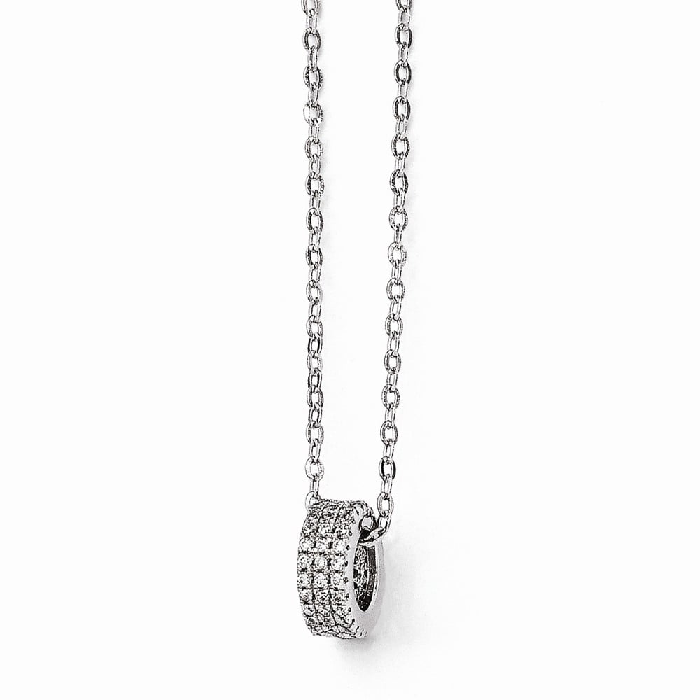 Sterling Silver 18in W// Rhodium-plated /& Synthetic CZ Brilliant Embers Polished Cat Necklace