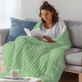 thumbnail image 3 of Green Throw Blanket, Flannel Fleece Blanket with Striped Design for Couch, Minimalist Solid Color Modern Abstract Soft Breathable All Season Plush Blankets for Sofa Office Bed 50"x60", 3 of 9