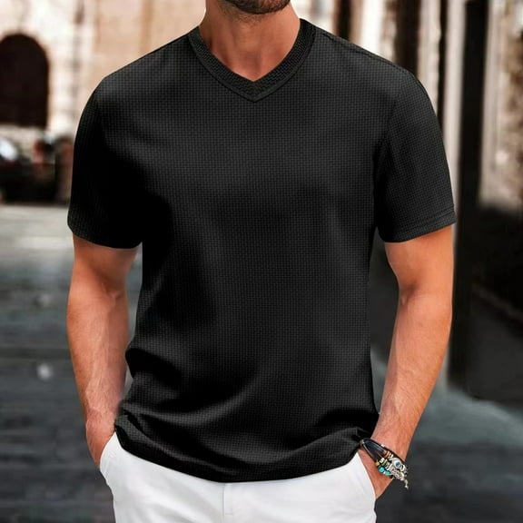 lulshou 2025 Summer T Shirts for Man Saving Mens Henley Shirts Short Sleeve Casual Button Down Shirts Lightweight Summer Basic Tee,Black-2XL