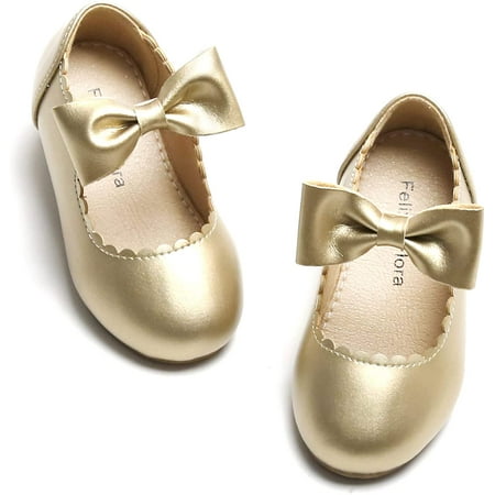 

QWZNDZGR Toddler Flower Girl Dress Shoes - Girl Ballet Flats Party School Shoes Wedding