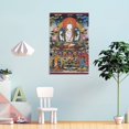 thumbnail image 4 of Póster de lienzo de Avalokiteshvara de cuatro brazos superfino tibetano Thangka, impresiones artísticas de pared estéticas para habitación, regalos de decoración moderna para el hogar, 20 x 30 cm, 4 of 6