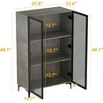 thumbnail image 2 of 3 Tier Glass Display Cabinet with Light  Storage Curio Cabinet with Pop-up Glass Doors  Collectors Figure Organizers Wine  Bookcase for Living Room/ Office/Dining Room  Rustic Grey, 2 of 7