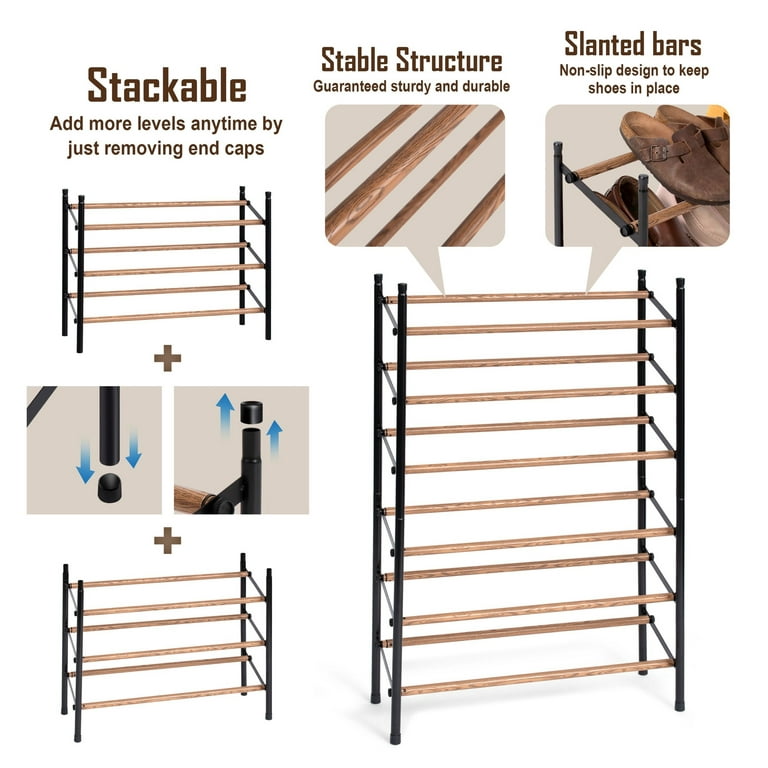 Juvale 4 Tier Expandable Stackable Shoe Rack, 24-45 Shelf