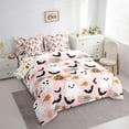 thumbnail image 3 of Feelyou Funny Cute Ghost Bedding Comforter Set 7 Pieces for Kids, Rustic Groovy Floral Full Bedding Set, Halloween Bat Pumpkin Reversible Fitted Sheet Flat Sheet, Microfiber Bedroom Decor, 3 of 7