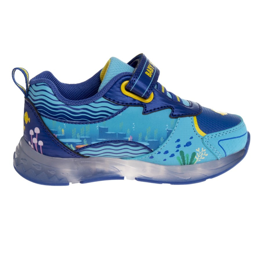 Baby Shark Boys Light Up Hook And Loop Fashion Sneakers. (Toddler Little Kids), Blue, 10