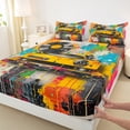 thumbnail image 3 of Feelyou Teens Street Graffiti Bed Sheets, Modern Watercolor Artwork King Sheets, Hip Hop Music Sheet Set, Super Cozy Room Decor, 4 Pieces, 3 of 7