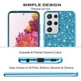 thumbnail image 6 of Compatible with Samsung S21 Ultra Case Glitter Shockproof, for Samsung Galaxy S21 Ultra Phone Case Bling Sparkly Soft TPU and PC Silicone Shiny Girl Women Thin Protective Cover (Blue), 6 of 14