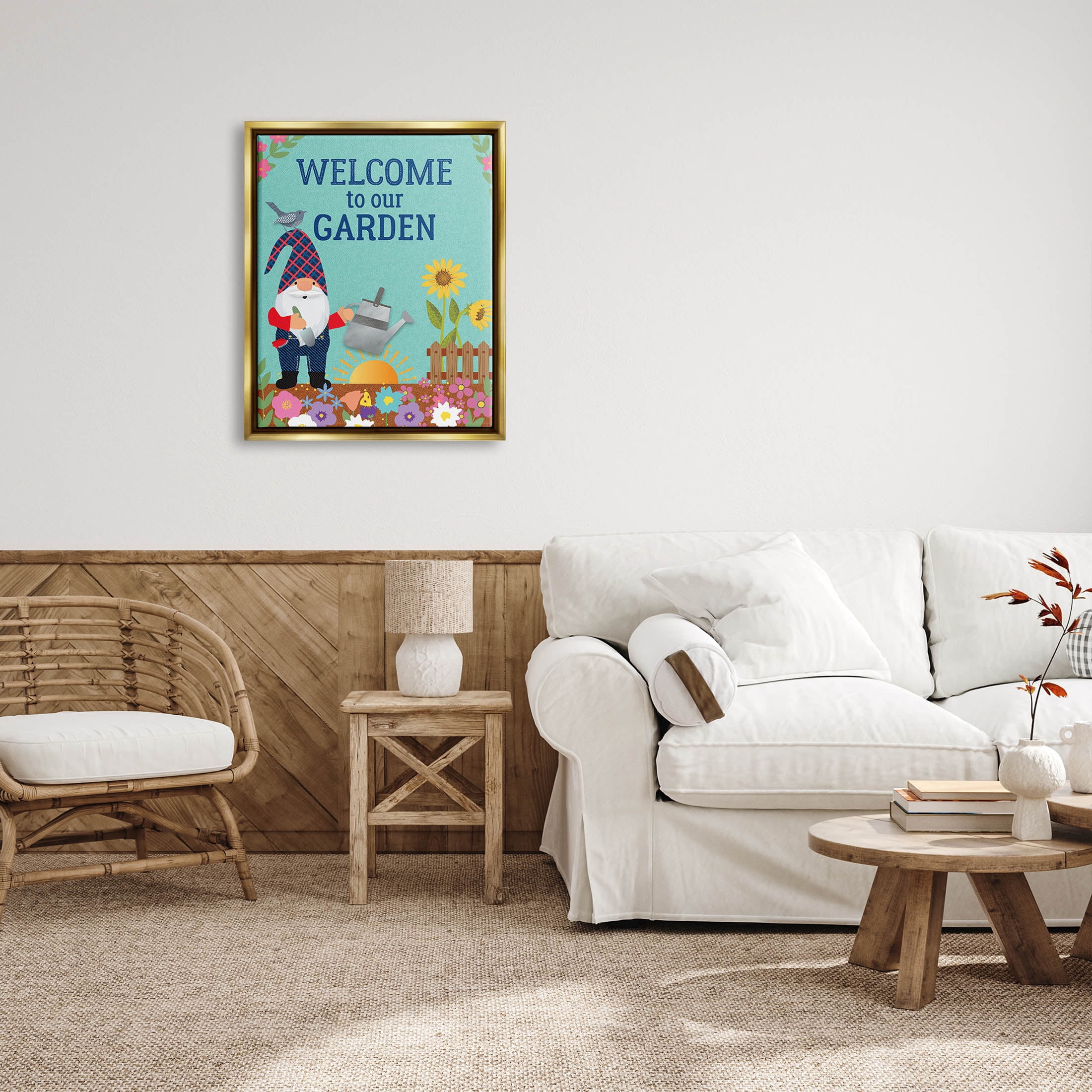 Welcome To Our Garden Phrase Fairy Tales & Fantasy Graphic Art Metallic Gold Framed Art Print Wall Art