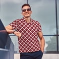 thumbnail image 3 of Kdxio Red Moroccan Print Men's Short Sleeve Polo Shirt,Midweight Men's Shirt, 3 of 6