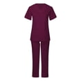 thumbnail image 2 of Uniforme de enfermería para mujer, trajes elásticos de manga corta con múltiples bolsillos, conjunto de pantalones superiores profesionales, cómodo Rojo S Baoblaze Pantalones superiores, 2 of 8