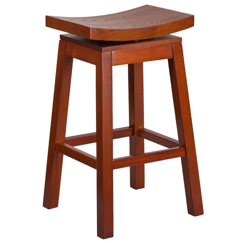 Flash Furniture 30 Saddle Seat Bar Stool In Light Cherry Qty