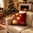 thumbnail image 5 of Homellea Christmas Throw Pillow Cover, 18 x 18 Inch Gold Merry Christmas Pillow Case with Hanging Ornament and Snowflake Print, Cover Only for Sofa, Couch, Bed and Holiday Decor, 5 of 7