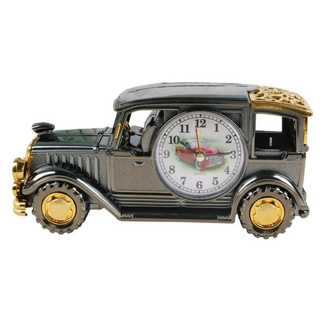 ziyahi Classic Vintage Car Model Alarm Clock Desk Shelf Electronic Clock for Kids Children Gift