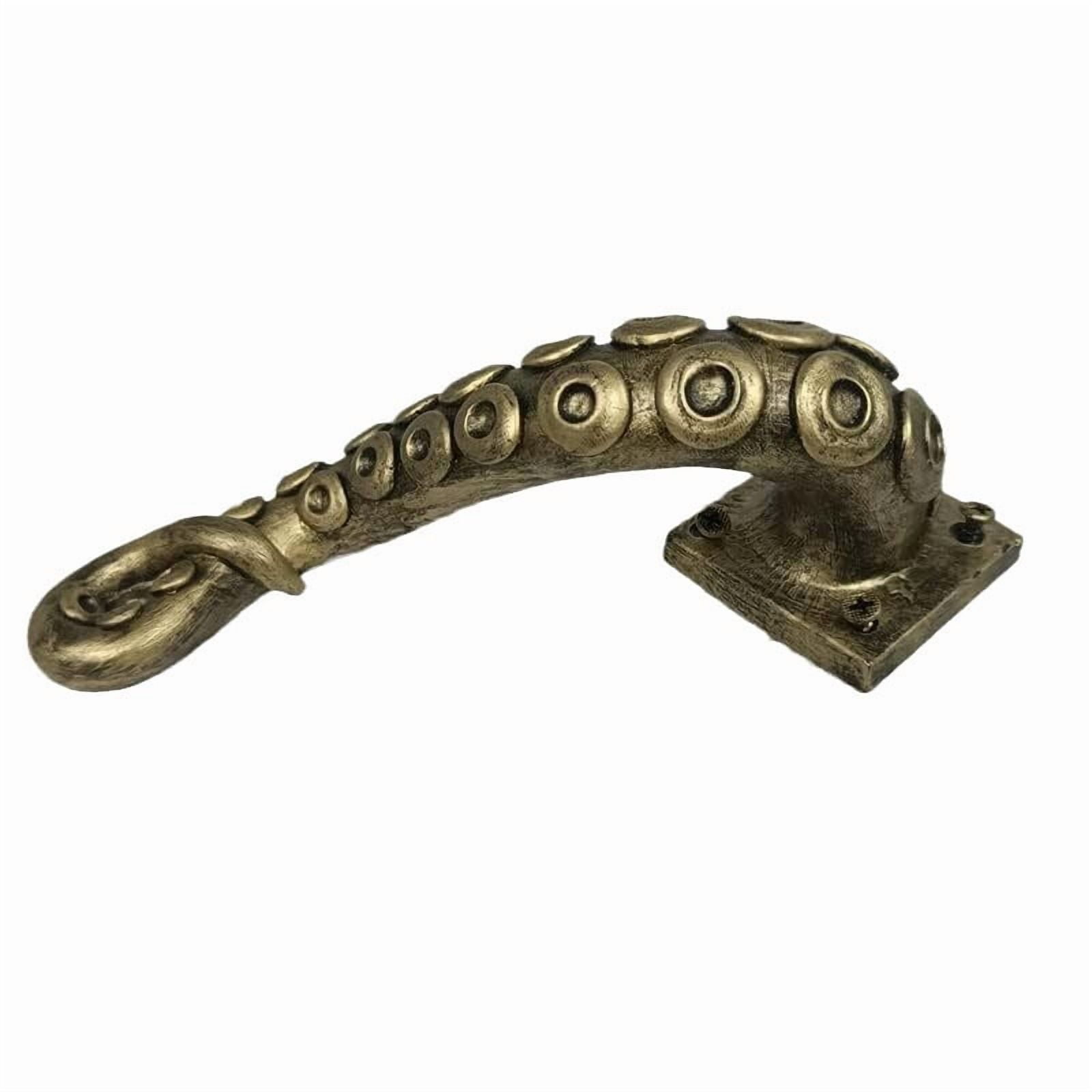 Antique Brass Octopus Tentacle Door Handle, Nautical & Steampunk Style Cast Iron Pull for Interior Doors, Cabinets, and Gates, Unique Home Decor Hardware