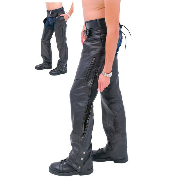 Premium Leather Chaps With Thigh Stretch for Men or Women 