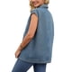 thumbnail image 3 of CHALECO DE MEZCLILLA OVERSIZED INSPIRE CHIC para Mujeres, Con Cuello, Botón de Cierre, Sin Mangas, Chaqueta de Jean Larga, XL Gris Azul, 3 of 6