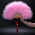 thumbnail image 5 of Abanico plegable de plumas, abanico de mano de baile de corte gótico para niña, hada dulce japonesa, 5 of 5
