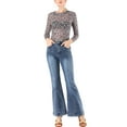 thumbnail image 2 of INSPIRE CHIC Women's Flare Vintage High Waist Stretch Long Pants Bell Button Jeans XS Blue, 2 of 6