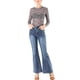 thumbnail image 2 of INSPIRE CHIC Pantalones de campana vintage de cintura alta elásticos para mujer, jeans de botón de campana, M azul, 2 of 6