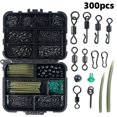 thumbnail image 1 of Carp Fishing Kits Swivel Snaps Matte Black Quick Change Rolling Swivel Speed Links Anti-Tangle Sleeve Hook Stops Beads Screws Rigs with Fishing Accessories Box 300 PCS, 1 of 6