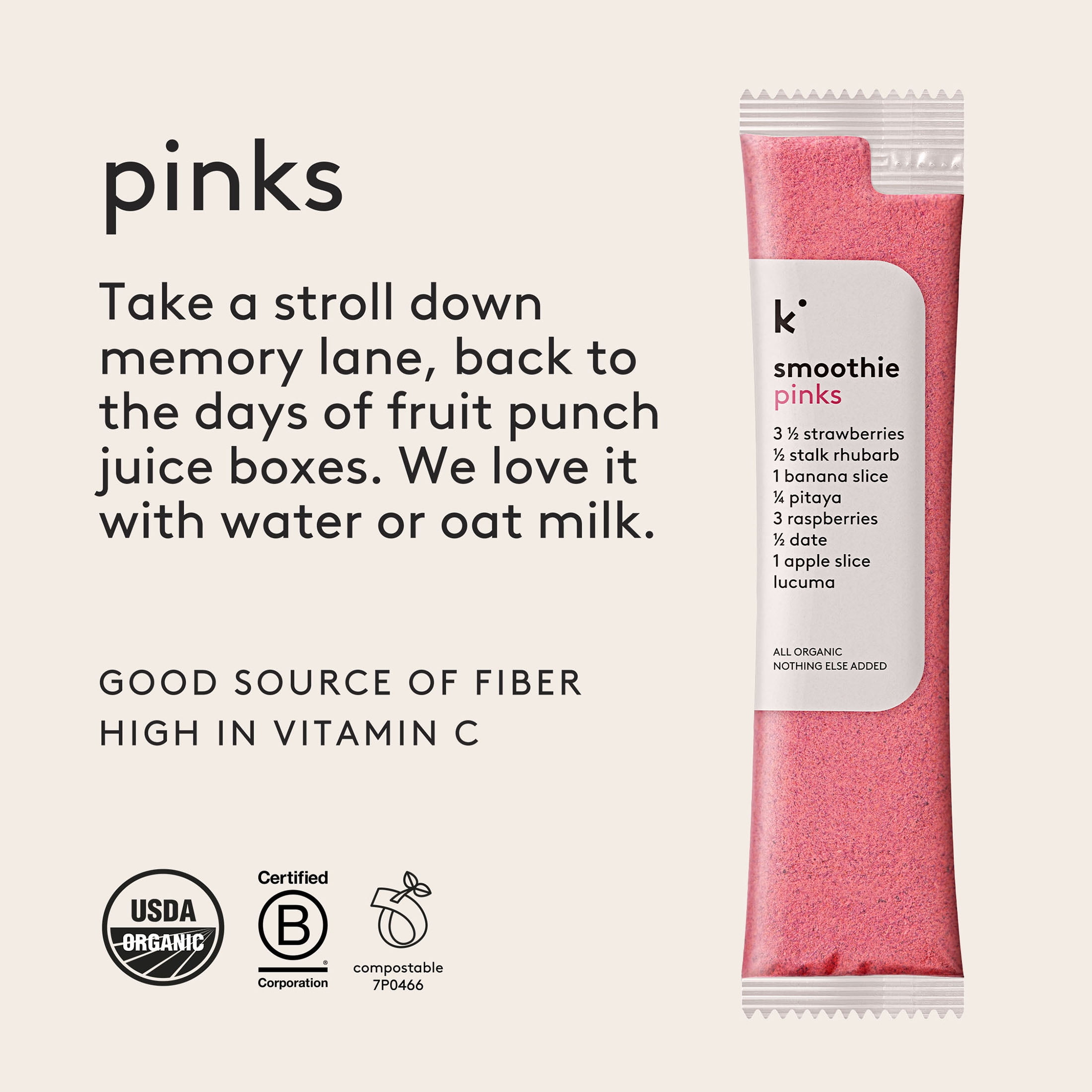 (3 pack) Kencko Pinks Organic Instant Fruit & Veggie Smoothies, Powdered Drink Mix, .78 oz, 4 Pack